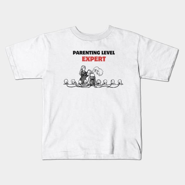 expert parenting level Kids T-Shirt by Banyu_Urip